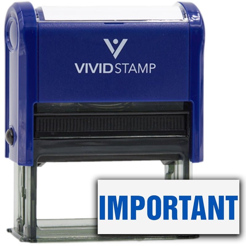 Vivid Stamp Important Self Inking Rubber Stamp (Blue Ink) - Medium - Image 1
